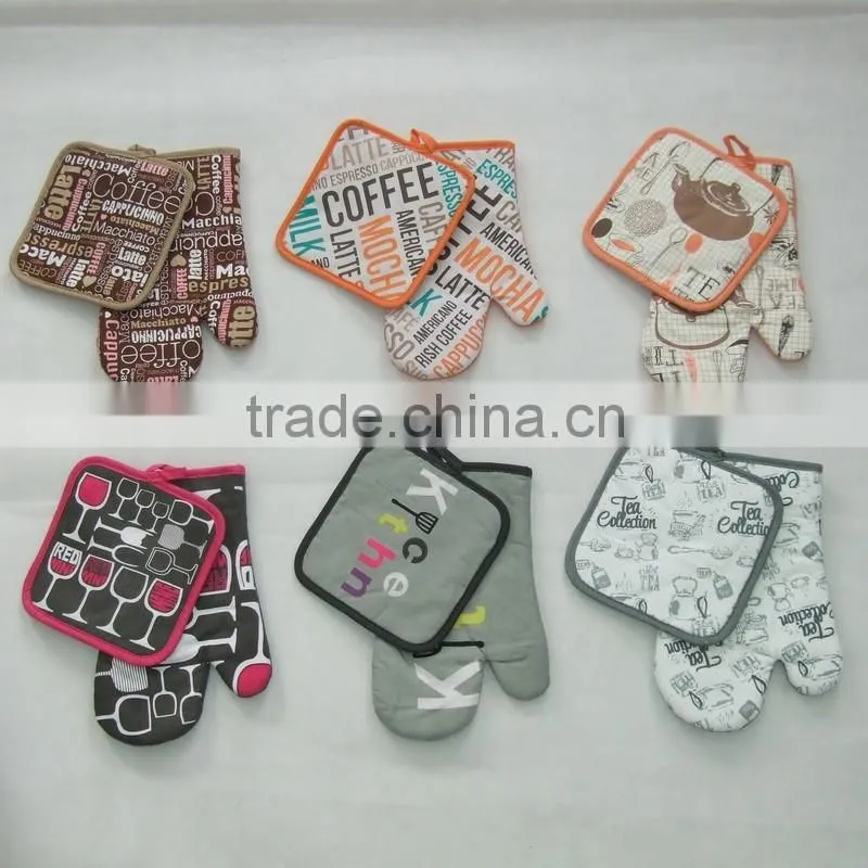 cotton printing glove and pot holder set