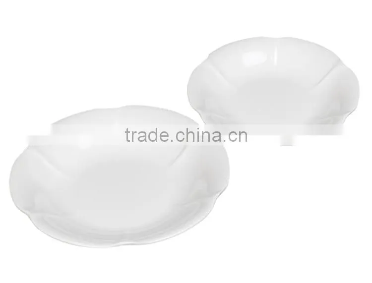Wholesale 8" 10"12" flower shape white cheap ceramic salad plate