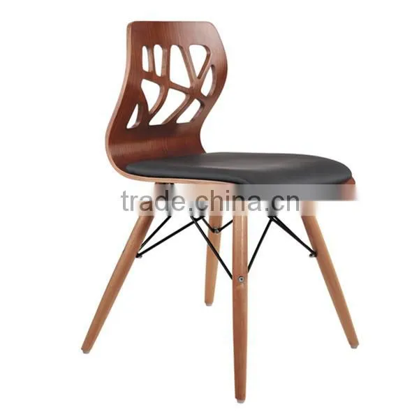 2015 New Leatherette Cushion Plywood Dining Chairs with Wooden Legs