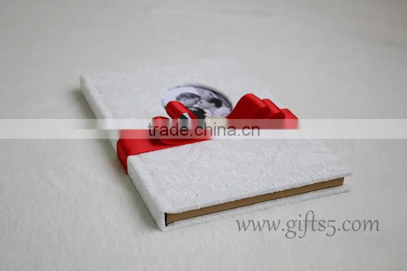 Unique design wedding record memories guest book with photo frame you can put photo in the cover