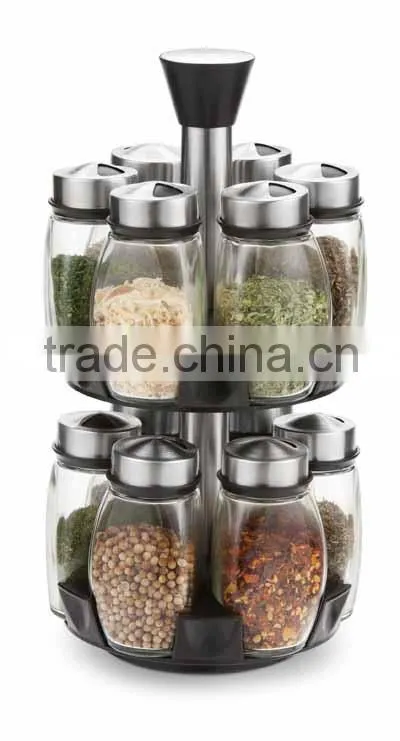 SINOGLASS 12 Jars GLASS Spice Rack Set