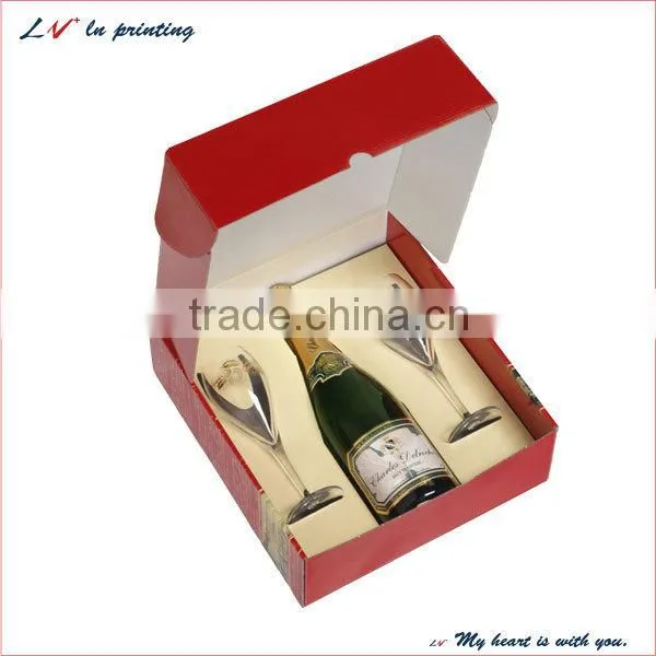 Custom wine bottle holder corrugated box, Wine bottle shape box, Wine glass boxes cardboard for wine sale