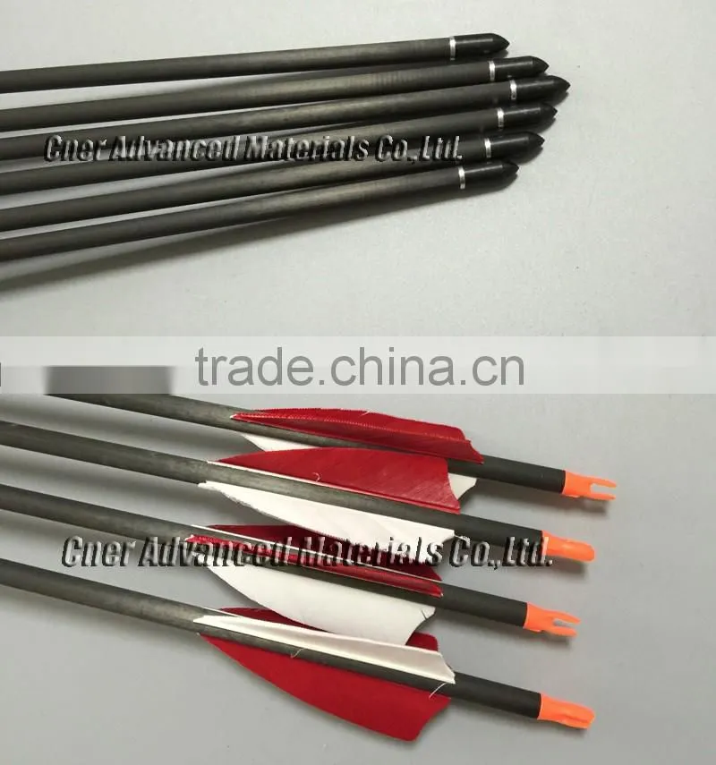 Professional carbon fiber arrow for shooting, hunting carbon arrow with plastic vane, carbon fiber shaft arrow