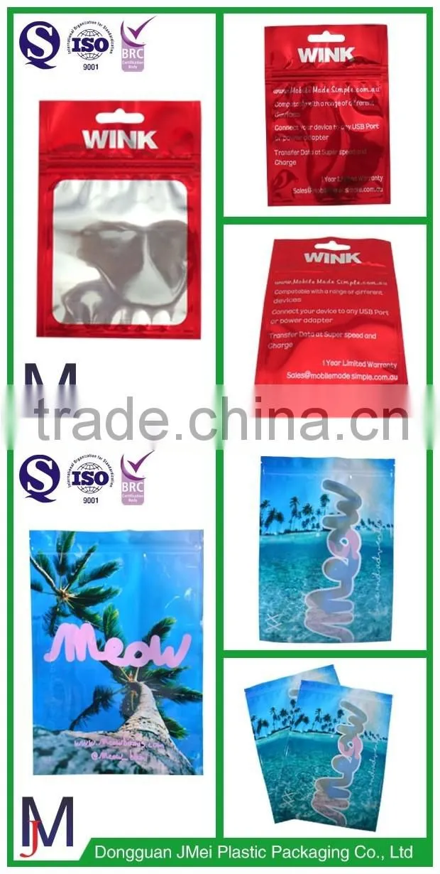 Alibaba China hot plastic heat seal bag with zipper/three sides zip lock sealed pouch
