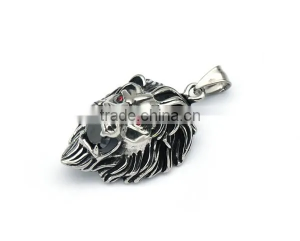 2016 Cheap Animal Crystal Mens Jewelry Silver Stainless Steel Lion Pendant Charm Necklace