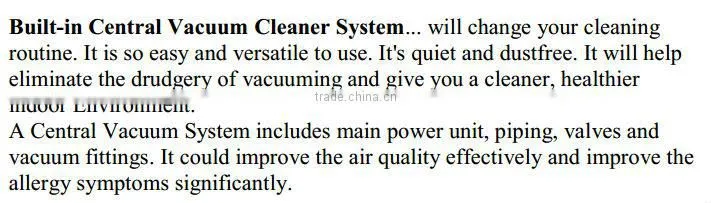 home Intelligent dust free robot central vacuum cleaner machine with AMETEK motor