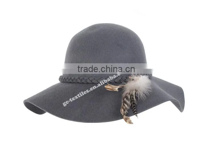 new hot product for 2014 fashion women promotional party felt hat wide brim with fur
