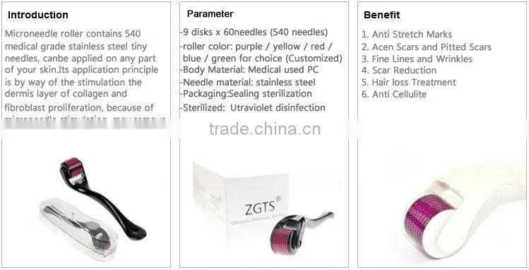 2016 Flagship! ZGTS Luxury Titanium Micro Needle Derma Roller Meso Roller For Acne Scar Freckle