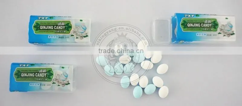 Cool pressed sugar candy with mint