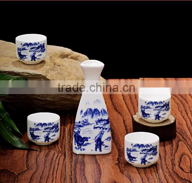 Haonai wholesale Chinese style ancient ceramic flagon wine set