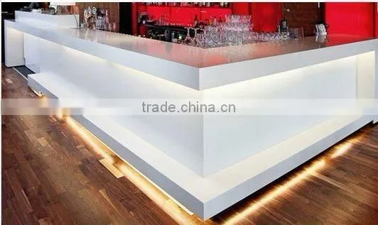 Custom sized solid surface bar counter