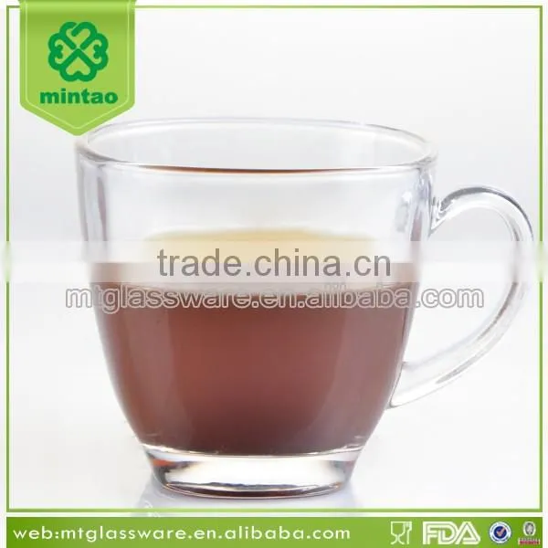 2016 summer machine made glass coffee cup with handle