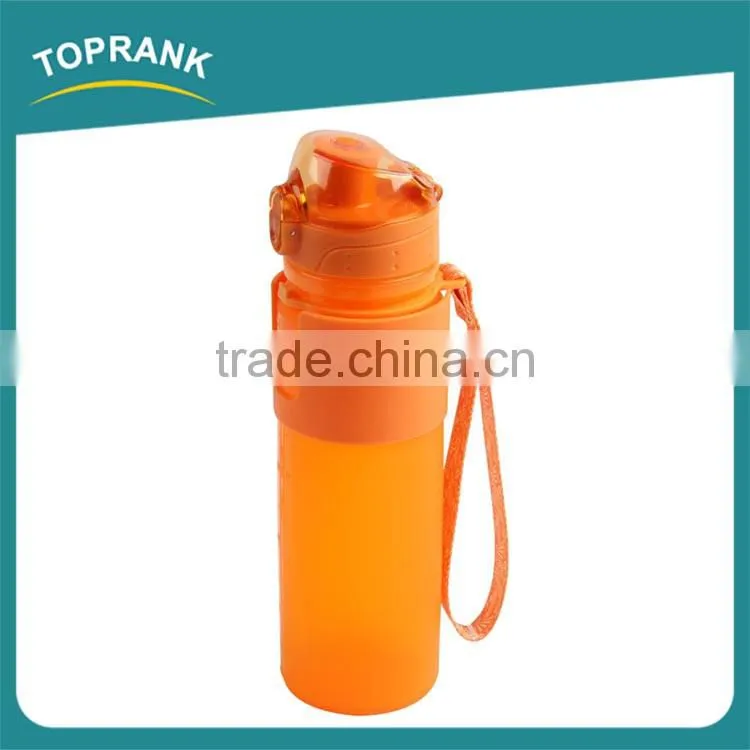 Promotional foldable food grade silicone soft water bottle with cap