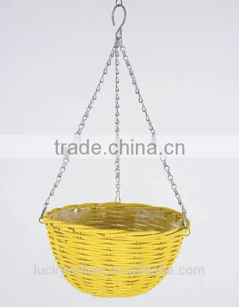 Natural garden wicker hanging flower baskets