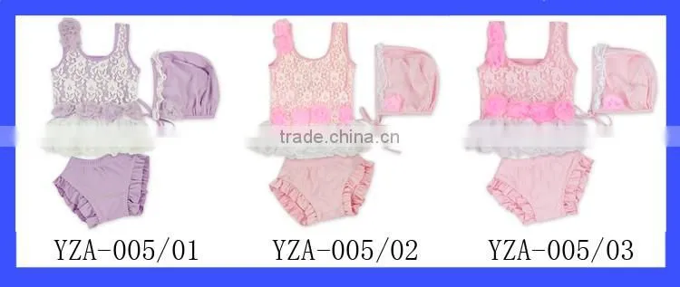 2017 summer clothing set pink floral lace baby toddler girl swimsuit