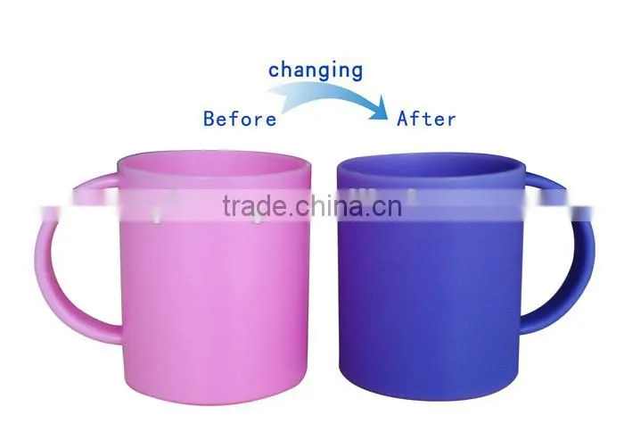 customized design PS plastic 10oz coffee mug with color changing