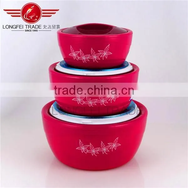 High quality 3pcs plastic insulated tiffin box / steel inner lunch box