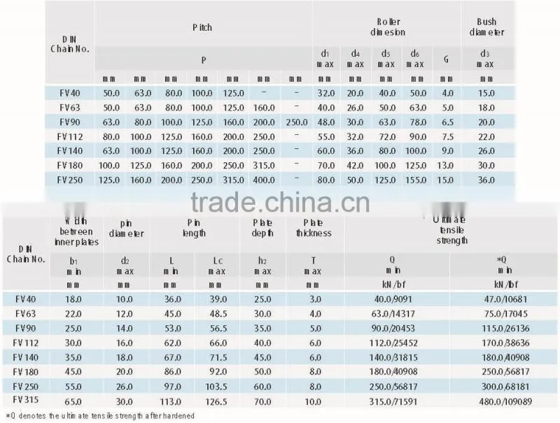 FV series double pitch conveyor roller chain with attachments