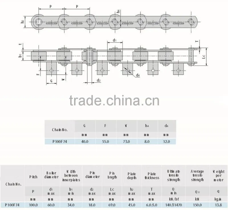 P76.2F30 conveyor chain for tobacco factory / tobacco machine chain / tobacco conveyor chain