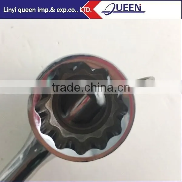 Satin plated scaffold ratchet swing over wrench 7/16" W