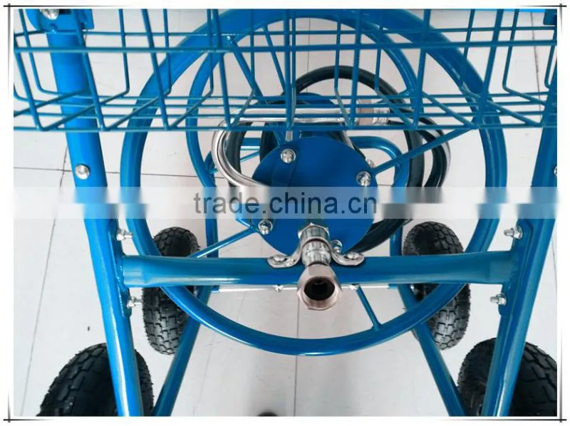 Portable Water pipe cart ,metal four wheel Garden Hose Reel Cart ,Garden sprinkler cart