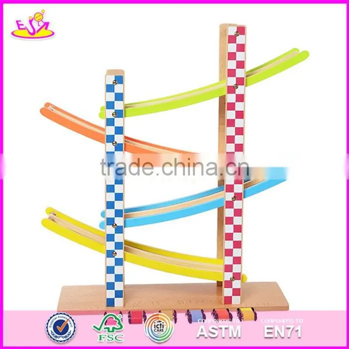 2017 new design 3 levels funny children wooden toy car track W04E052