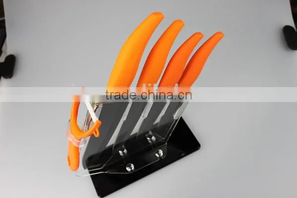 5 pieces colored ceramic kitchen knife set with peeler