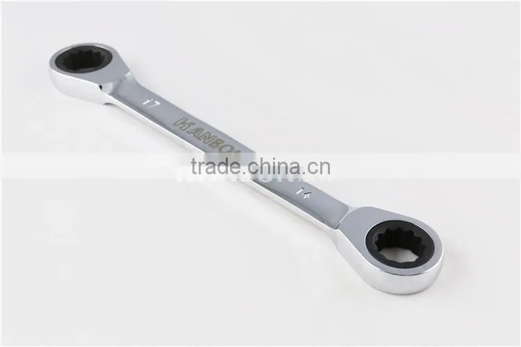 Double head ratchet wrench with mirror surface