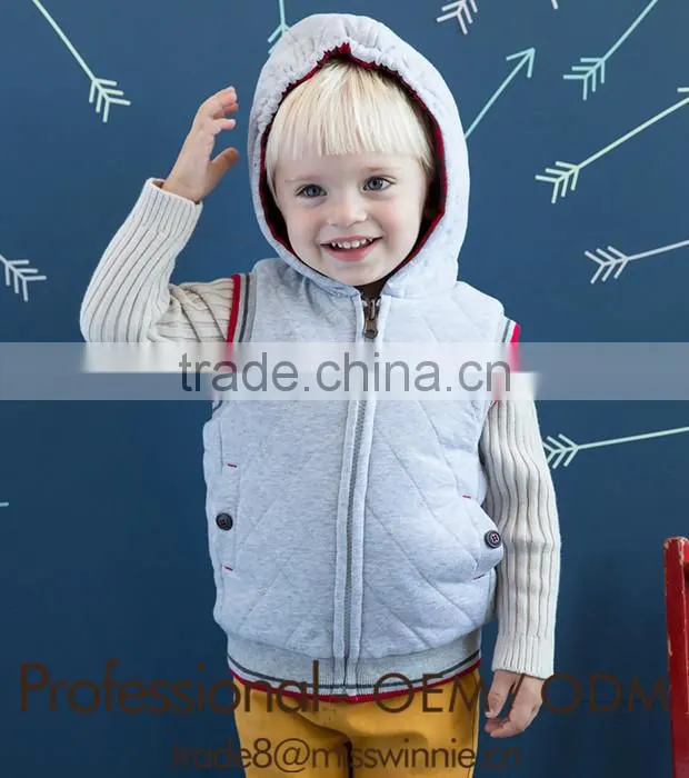 2015 fashion children's hooded thicken padding vest autumn/winter waistcoat for 2 -12 years old kids factory price