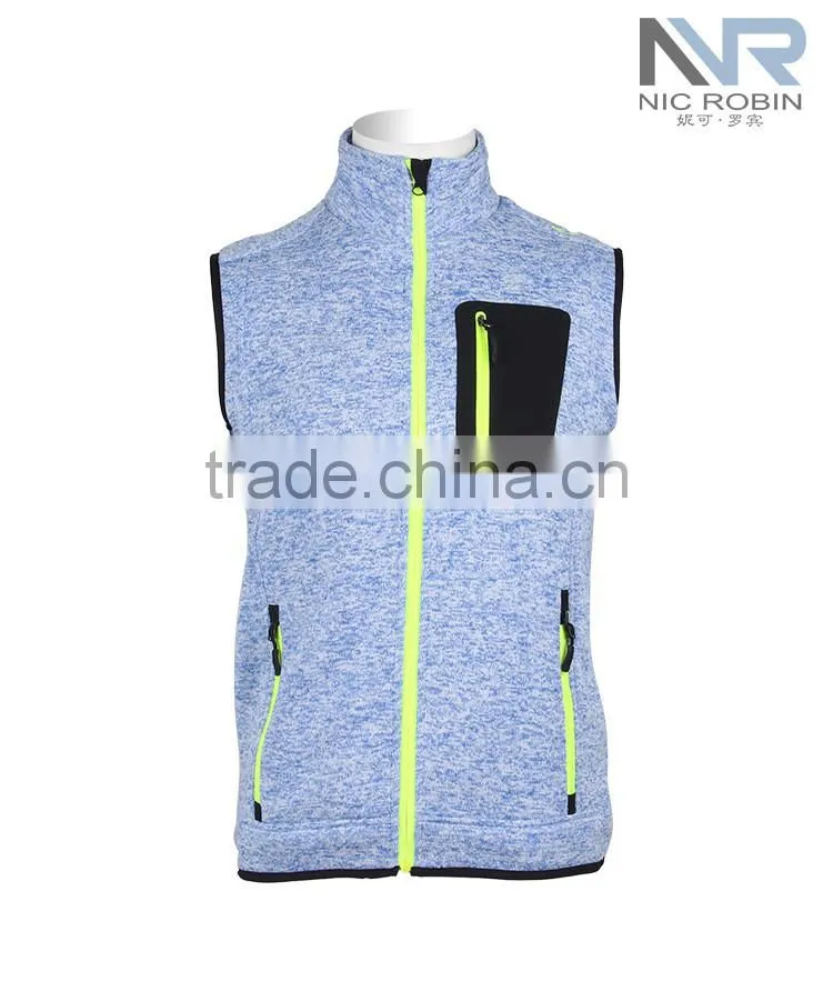 Stylish High-Necked Men Vest Jacket Fleece With Fluorescent Zipper