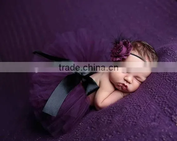 In-stock Latest fashionable design baby tutu skirt with flower headwear for photo props