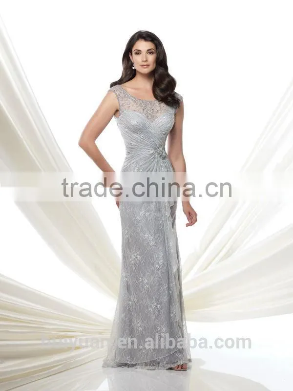 new grey lace off shoulder mother bridal gown 2015
