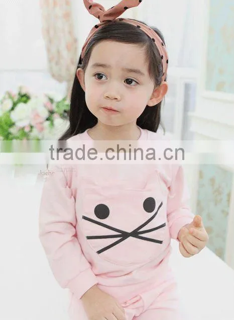 Hot little girl nice cute cotton outfits+pants clothing sets for kids