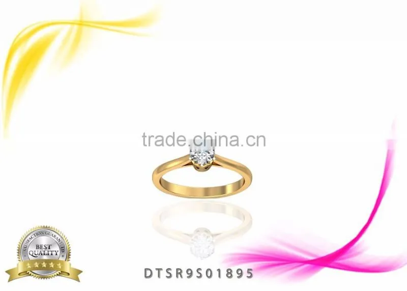 14kt Gold Plated CZ Studded Solitaire Ring