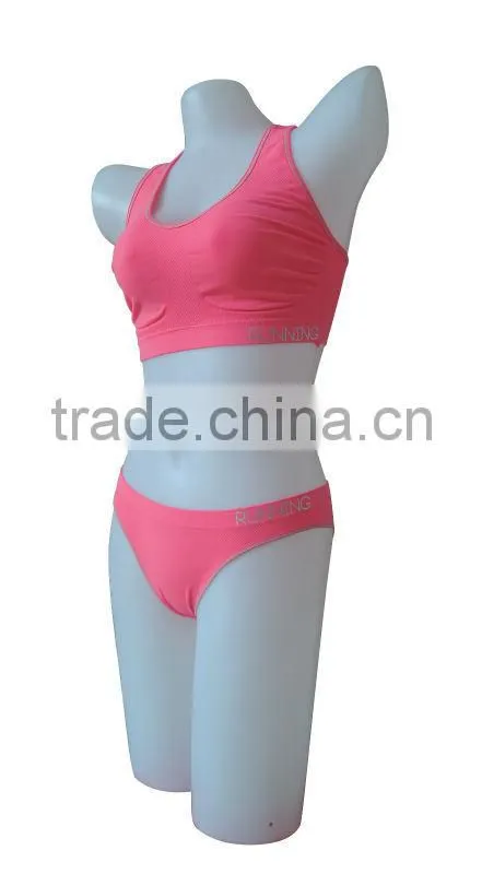 Hot sale fashion fitness bra sets sexy seamless woman underwear ladies sport bra panties