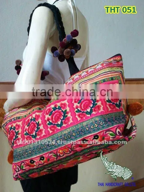 Thai Embroidered HMONG Hill Tribe Tote Hand Bag