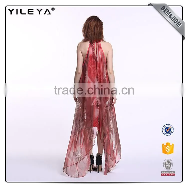 Customizable lady halter dress,dress long red