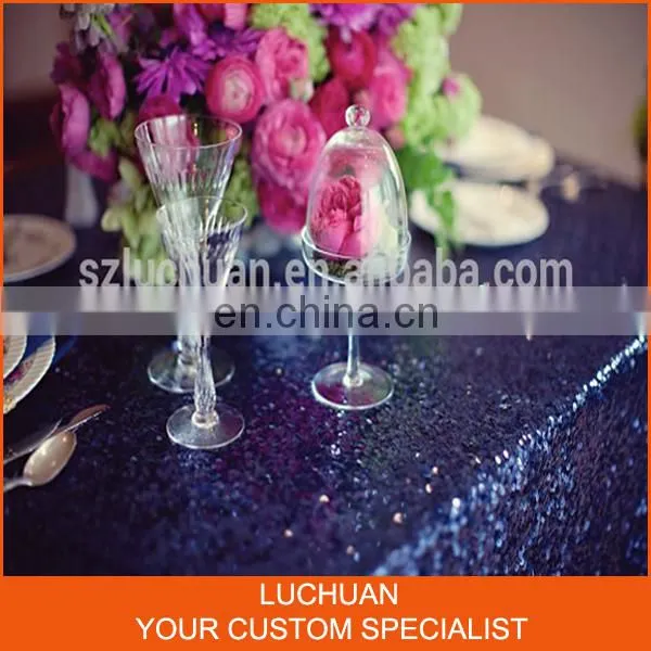 Glitter Blue Sequins Customized Size Fancy Navy Table Cloth