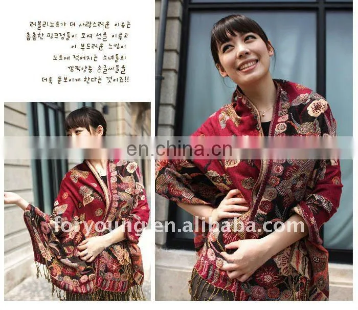 flower jacquard shawls and lady scarf