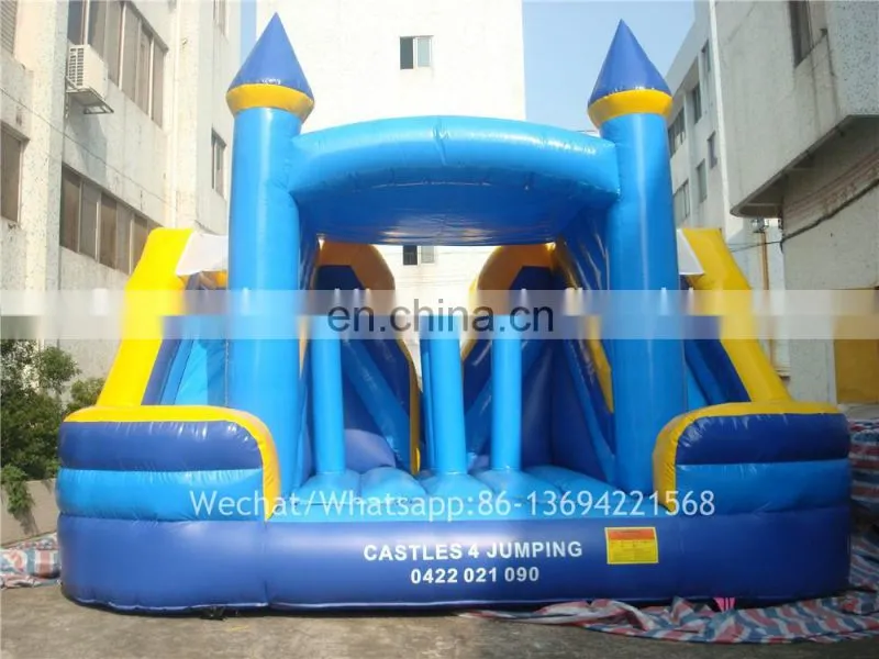 Kids Blue slide and castle inflatable bouncer combo 5x4x3m