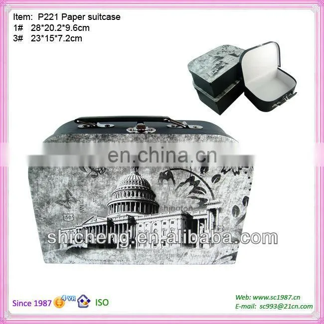 Paper cardboard suitcases box with handle for toys