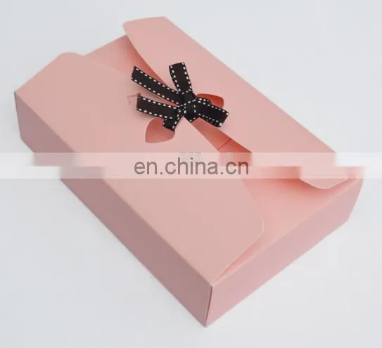 Folding pink color art paper & paper candy box with bottom insert