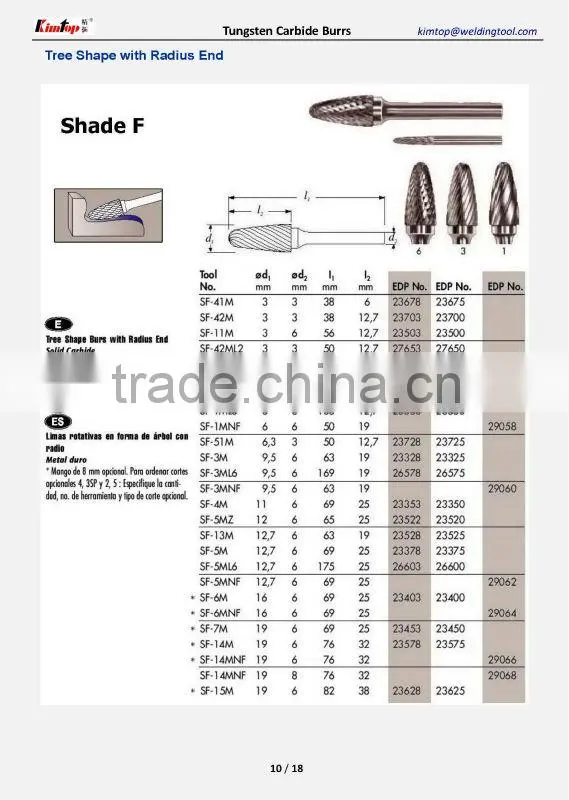Tungsten Carbide Rotary Burrs of the All Shape