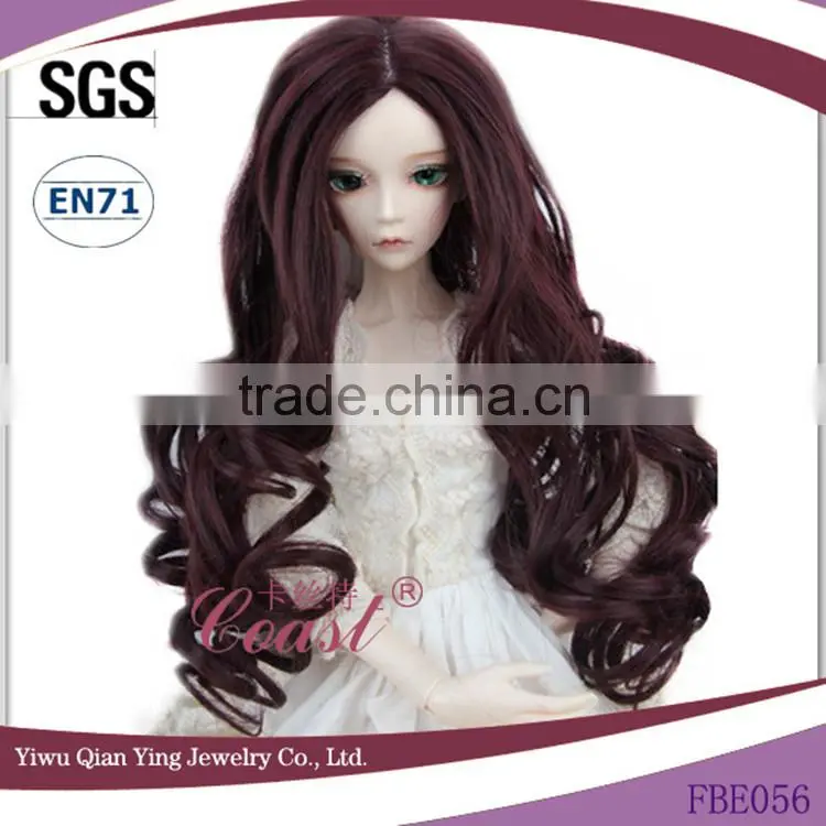 beauty long brown big wavy curly synthetic diy baby doll hair wigs