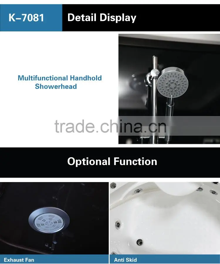Foshan Factory Bathroom Design Aluminum Sliding Door Steam Shower Room With Hot Tub K-7081