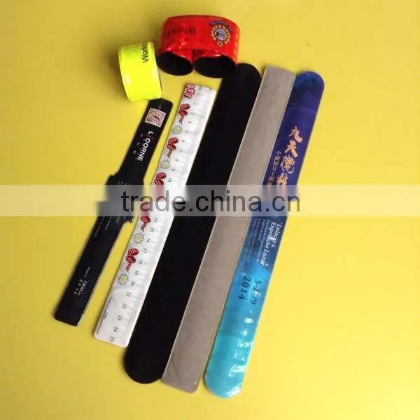 2015 Cheap Promotional Custom PVC Reflective Ruler Slap Bracelets