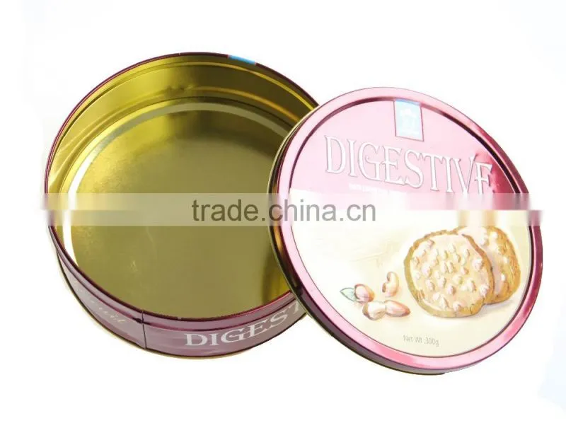 Embossing empty custom gift box round cookies tin