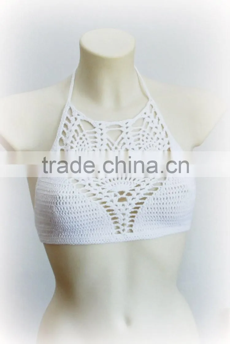 Wholesale Ladies Sexy Crochet High Neck Bikini Top