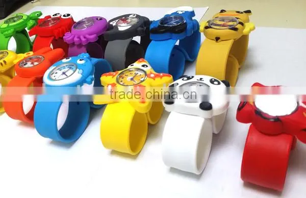 cute little yellow duck slap watch glass face quartz movt silicone stainless watch