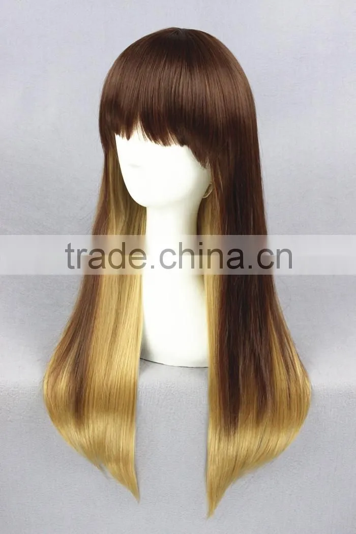 High Quality 65cm Medium Long Straight Blond&Gold Mixed Lolita Wig Synthetic Anime Wig Cosplay Hair Wig Party Wig